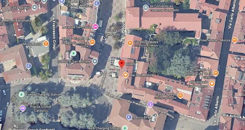 La mappa illustrata di Piazza San Paolo a Monza